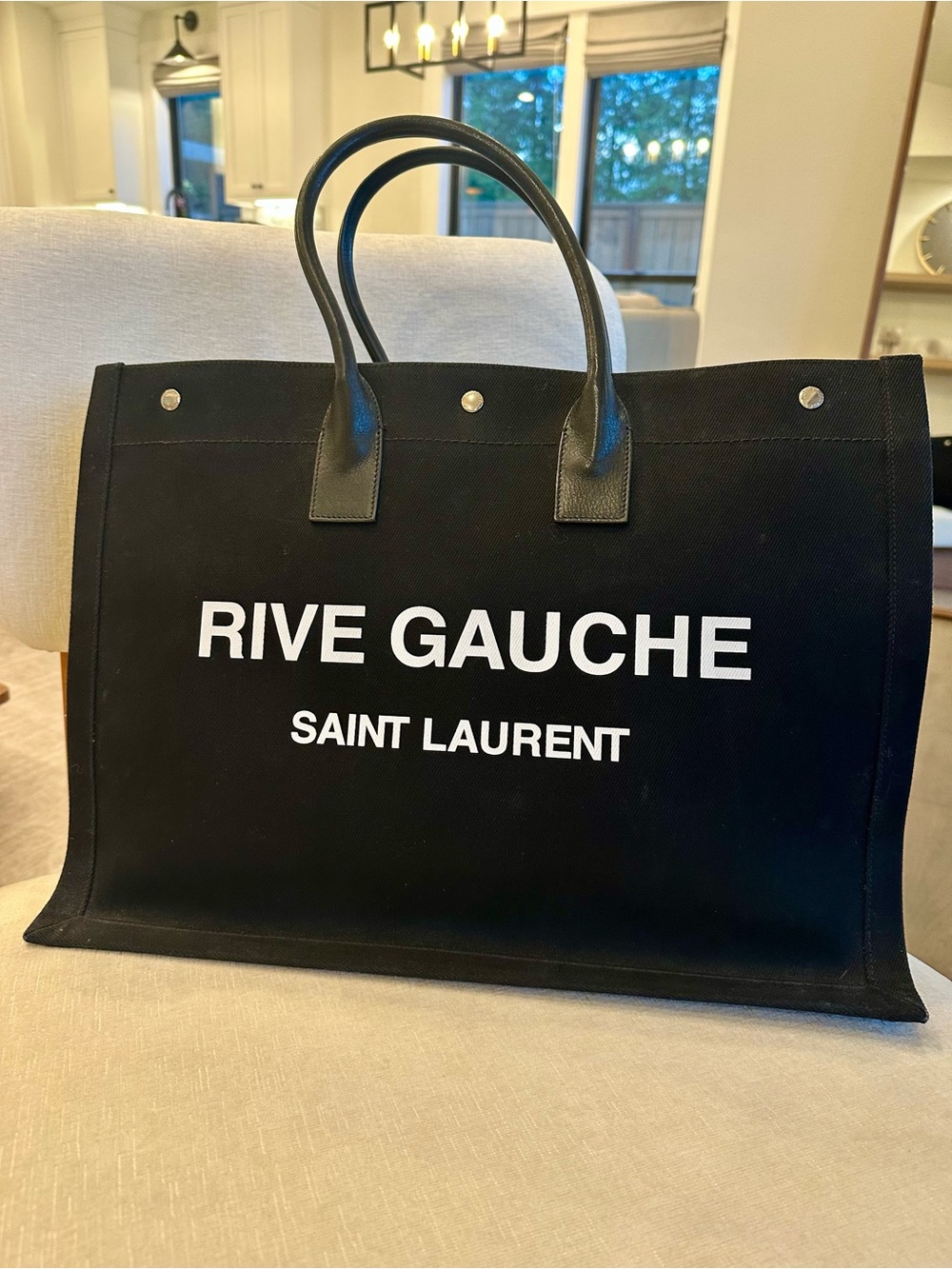 Saint Laurent Black Canvas Rive Gauche Tote
